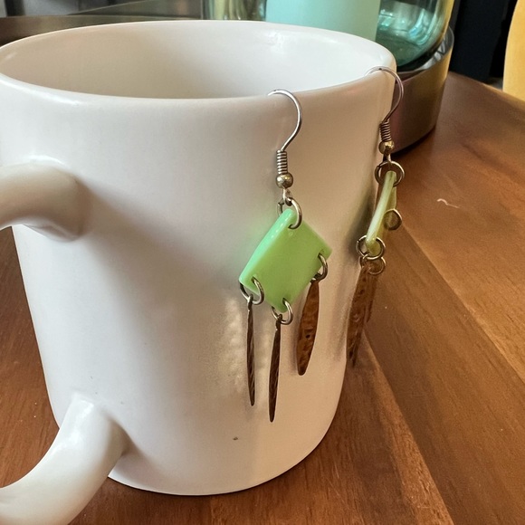 Artisan Green Dangle Earrings - Picture 7 of 8